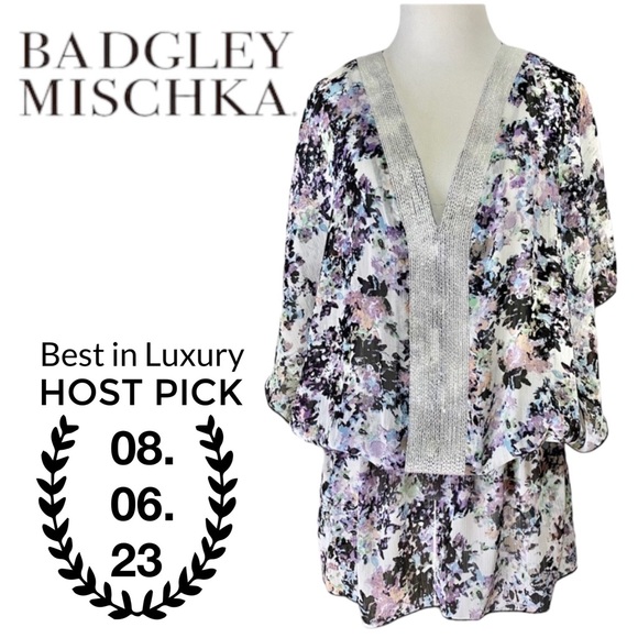 Badgley Mischka Other - 💎HP💎NWT Badgley Mischka Abstract Blouson Coverup, S